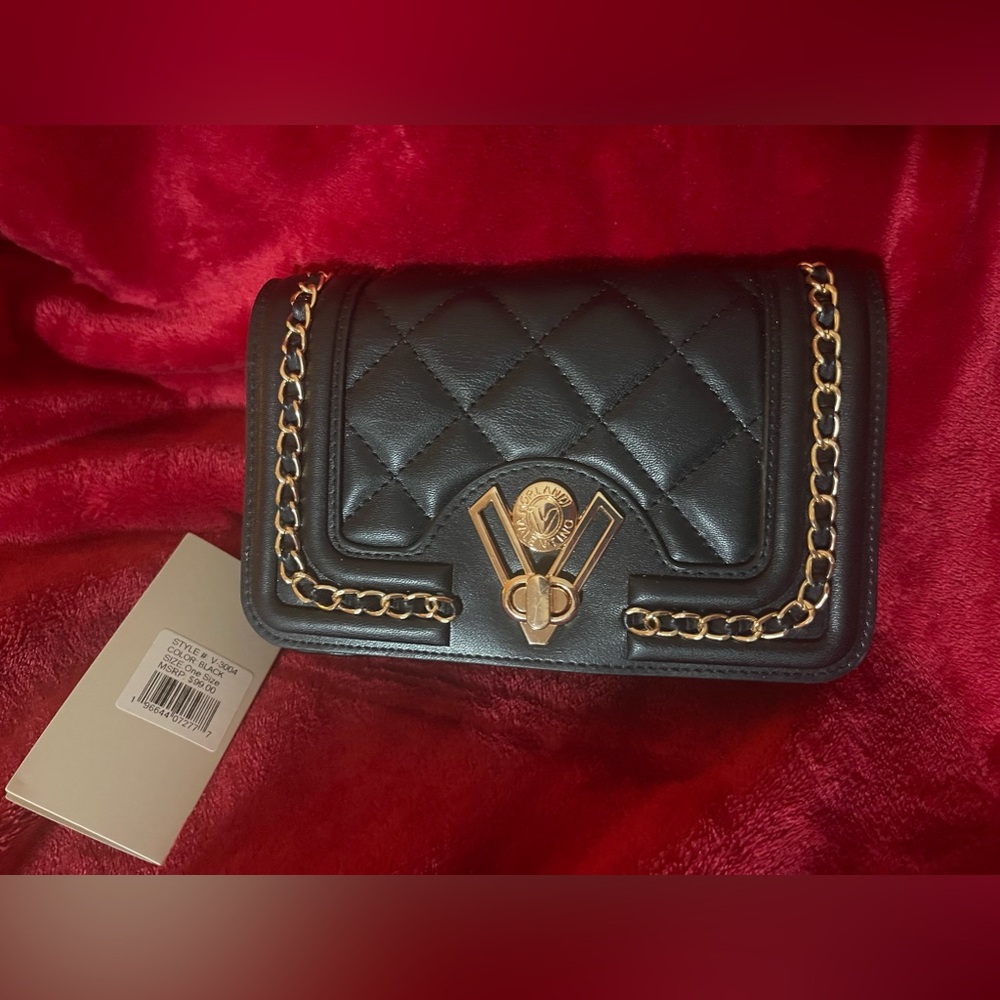 Valentino Orlandi Black Gold Chain Accent Purse - Picture 2 of 9